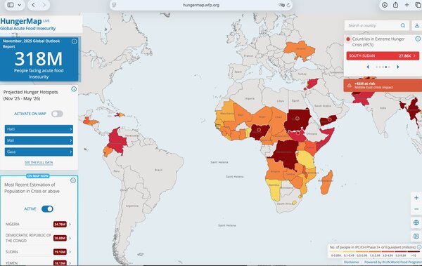  الصورة: برنامج الأغذية العالمي/معرض الصور – خريطة الجوع التفاعلية HungerMap LIVE