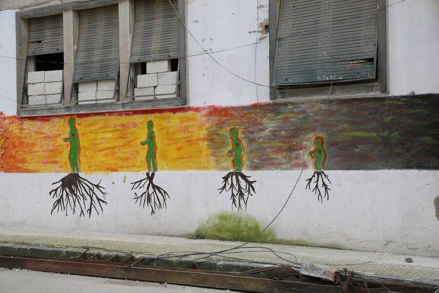 A wall mural in Al-Hamidieh area in Homs city.