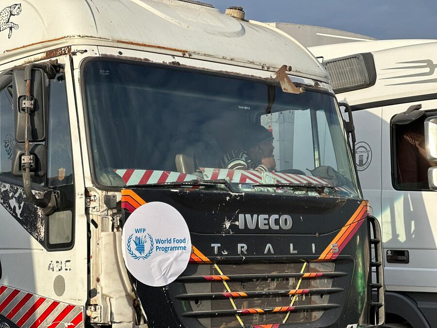Truckers wait for passage into Gaza at Rafah. WFP/Tarek Jacob