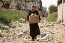 توزيع المساعدات الغذائية في حلب بسوريا. صورة: برنامج الأغذية العالمي/خضر العصار