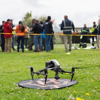 Drone on a field