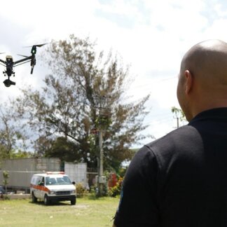 WFP staff testing a drone